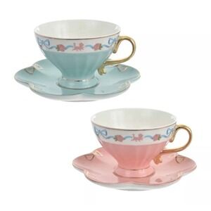 Disney‎ Teacup Set - The Aristocats By Ann Shen Two cup an saucer Teal and pink.